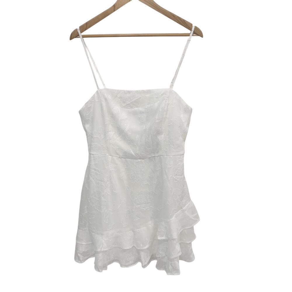 Lulus Tiered Ruffle Mini Dress White Women's Medium/Large Sleeveless NWT